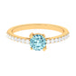 Designer Set Aquamarine Solitaire Engagement Ring with Diamond