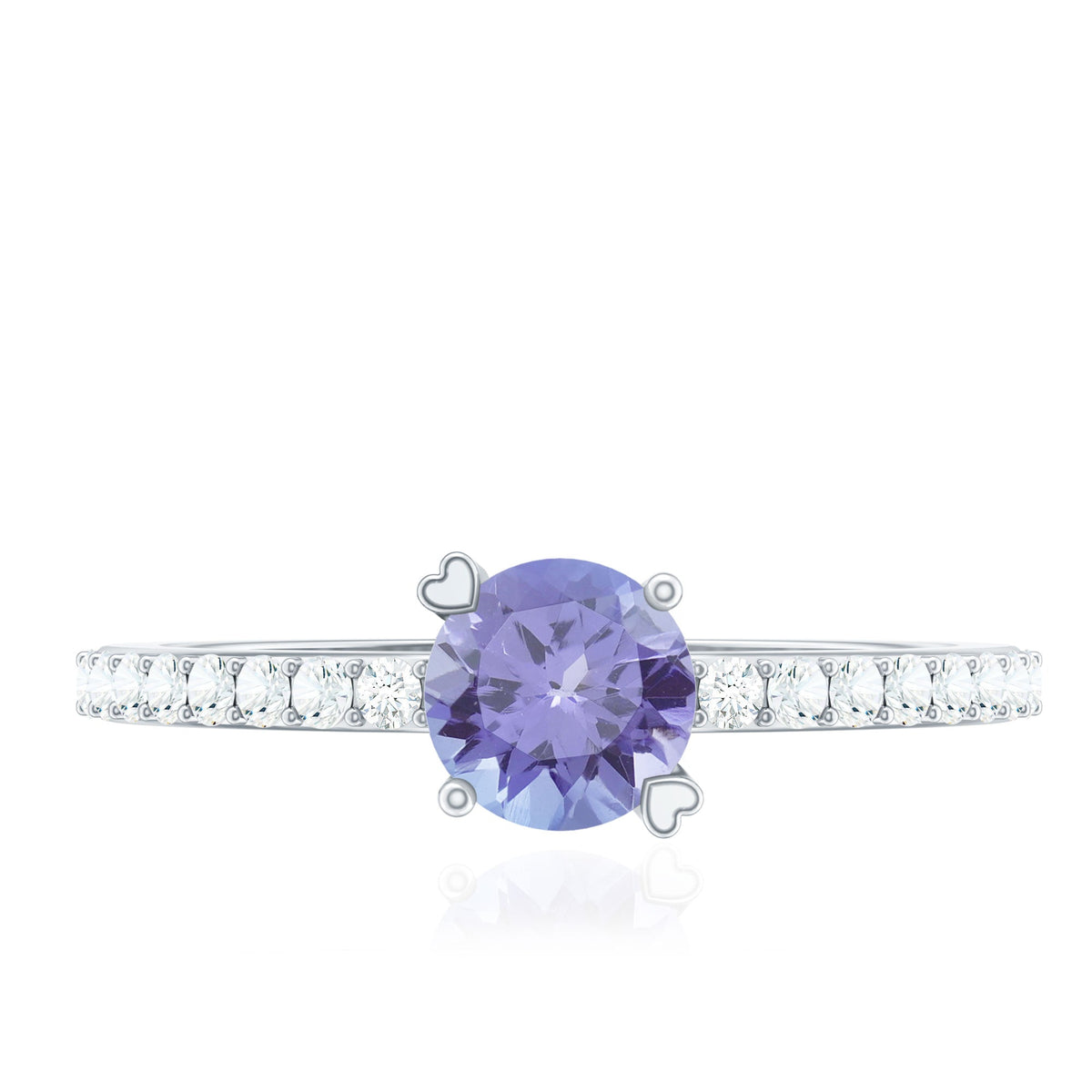 Certified Real Tanzanite Promise Ring with Diamond
