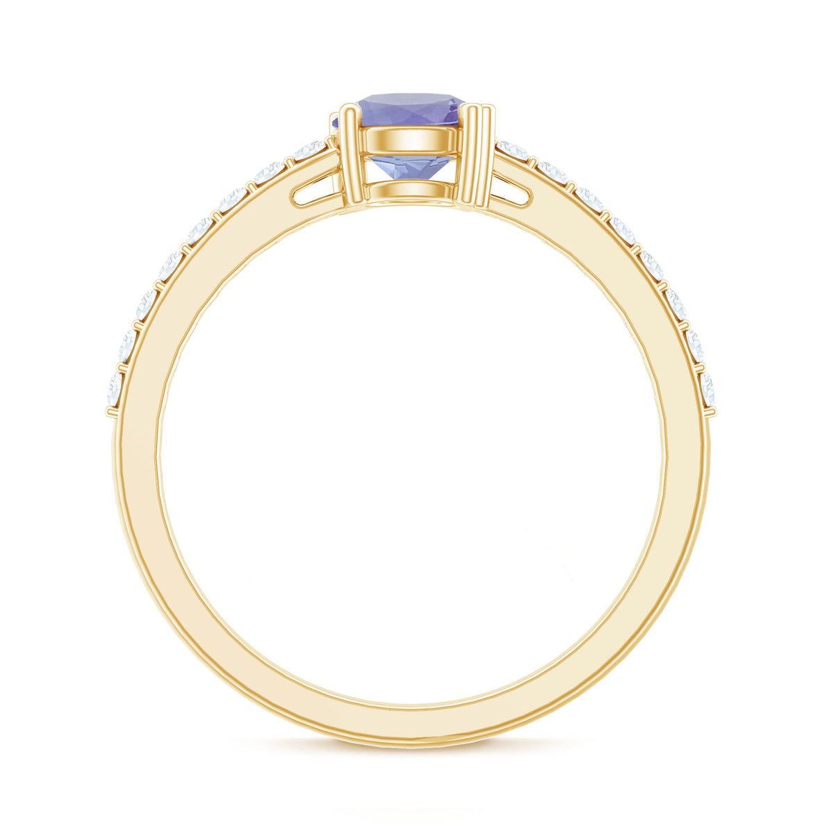 Certified Real Tanzanite Promise Ring with Diamond