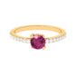 0.4 Carat Real Pink Tourmaline Solitaire Promise Ring with Diamond Side Stones