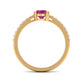 0.4 Carat Real Pink Tourmaline Solitaire Promise Ring with Diamond Side Stones
