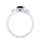 1.3 Carat Round London Blue Topaz Double Band Engagement Ring with Diamond