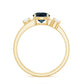 1.3 Carat Round London Blue Topaz Double Band Engagement Ring with Diamond