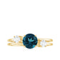 1.3 Carat Round London Blue Topaz Double Band Engagement Ring with Diamond