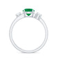 Natural Emerald Diamond Three Stone Engagement Ring