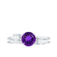 Anillo de compromiso de amatista natural de 1,2 quilates con doble banda y diamante