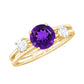 Anillo de compromiso de amatista natural de 1,2 quilates con doble banda y diamante
