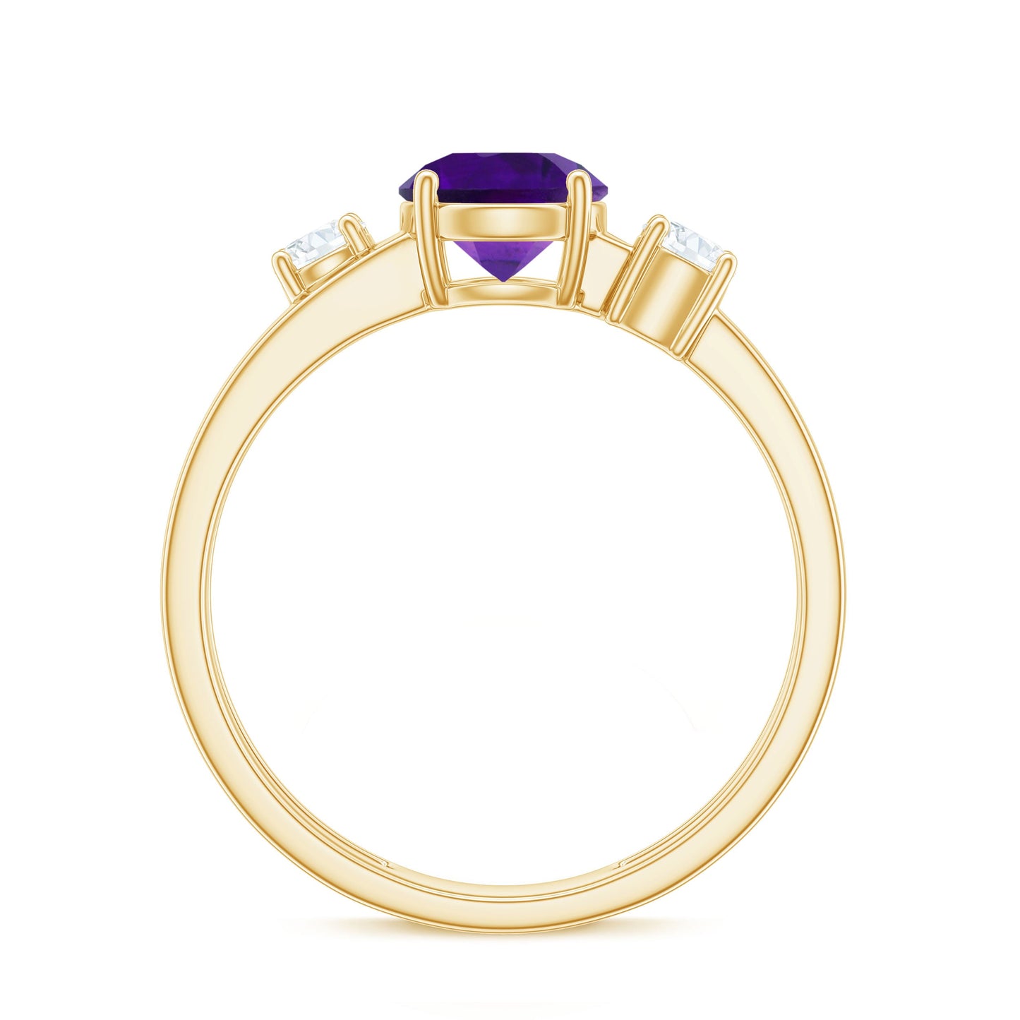 Anillo de compromiso de amatista natural de 1,2 quilates con doble banda y diamante
