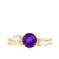 Anillo de compromiso de amatista natural de 1,2 quilates con doble banda y diamante