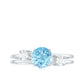 0.8 Carat Aquamarine and Diamond 3 Stone Engagement Ring with Double Band Shank