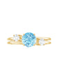 0.8 Carat Aquamarine and Diamond 3 Stone Engagement Ring with Double Band Shank
