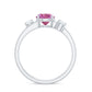 1.2 Carat Genuine Pink Tourmaline Solitaire Double Band Ring with Diamond