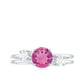 1.2 Carat Genuine Pink Tourmaline Solitaire Double Band Ring with Diamond