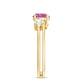 1.2 Carat Genuine Pink Tourmaline Solitaire Double Band Ring with Diamond