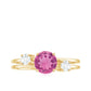 1.2 Carat Genuine Pink Tourmaline Solitaire Double Band Ring with Diamond