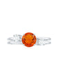 Double Band Engagement Ring with Fire Opal and Diamond