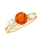 Double Band Engagement Ring with Fire Opal and Diamond