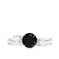 Natural Black Spinel Diamond Double Band Engagement Ring