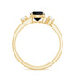 Natural Black Spinel Diamond Double Band Engagement Ring