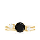 Natural Black Spinel Diamond Double Band Engagement Ring