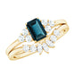 0.7 Carat Emerald Cut London Blue Topaz Designer Bridal Ring Set with Diamond