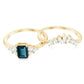 0.7 Carat Emerald Cut London Blue Topaz Designer Bridal Ring Set with Diamond