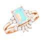Anillo de compromiso certificado de ópalo etíope auténtico y diamante talla esmeralda con realzador