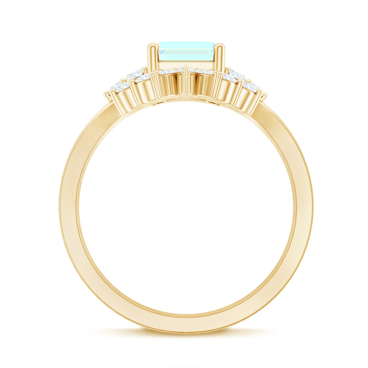 Anillo de compromiso certificado de ópalo etíope auténtico y diamante talla esmeralda con realzador