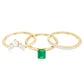 0.6 Carat Natural Emerald Cut Emerald Diamond Bridal Ring Set of 3