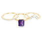 Natural 1.4 Carat Amethyst 3 Piece Bridal Ring Set with Diamond
