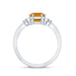 Certified Natural Citrine Emerald Cut Engagement Ring with Diamond