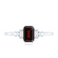 Certified Garnet Emerald Cut Engagement Ring with Real Diamond