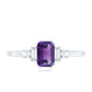 1.4 Carat Amethyst Emerald Cut Engagement Ring with Diamond
