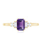 1.4 Carat Amethyst Emerald Cut Engagement Ring with Diamond