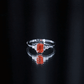 1 CT Emerald Cut Fire Opal Engagement Ring with Diamond