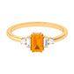 1 CT Emerald Cut Fire Opal Engagement Ring with Diamond