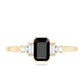Emerald Cut Black Onyx Engagement Ring with Diamonds