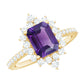 Vintage Style 1.4 Carat Emerald Cut Amethyst Engagement Ring with Diamonds
