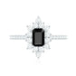 Anillo de compromiso de ónix negro de inspiración vintage con halo de diamantes