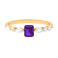 Genuine 1.4 Carat Amethyst Emerald Cut Engagement Ring with Diamond