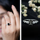 Certified 1.6 Carat Lab Grown Black Diamond Emerald Cut Engagement Ring with Side Stones
