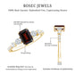 Genuine Garnet Emerald Cut Engagement Ring with Diamond Side Stones