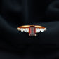 Genuine Garnet Emerald Cut Engagement Ring with Diamond Side Stones