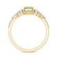 Anillo de compromiso de peridoto natural de 1,8 quilates talla esmeralda con piedras laterales