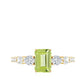 Anillo de compromiso de peridoto natural de 1,8 quilates talla esmeralda con piedras laterales