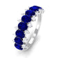 Natural Oval Blue Sapphire Half Eternity Band with Diamond
