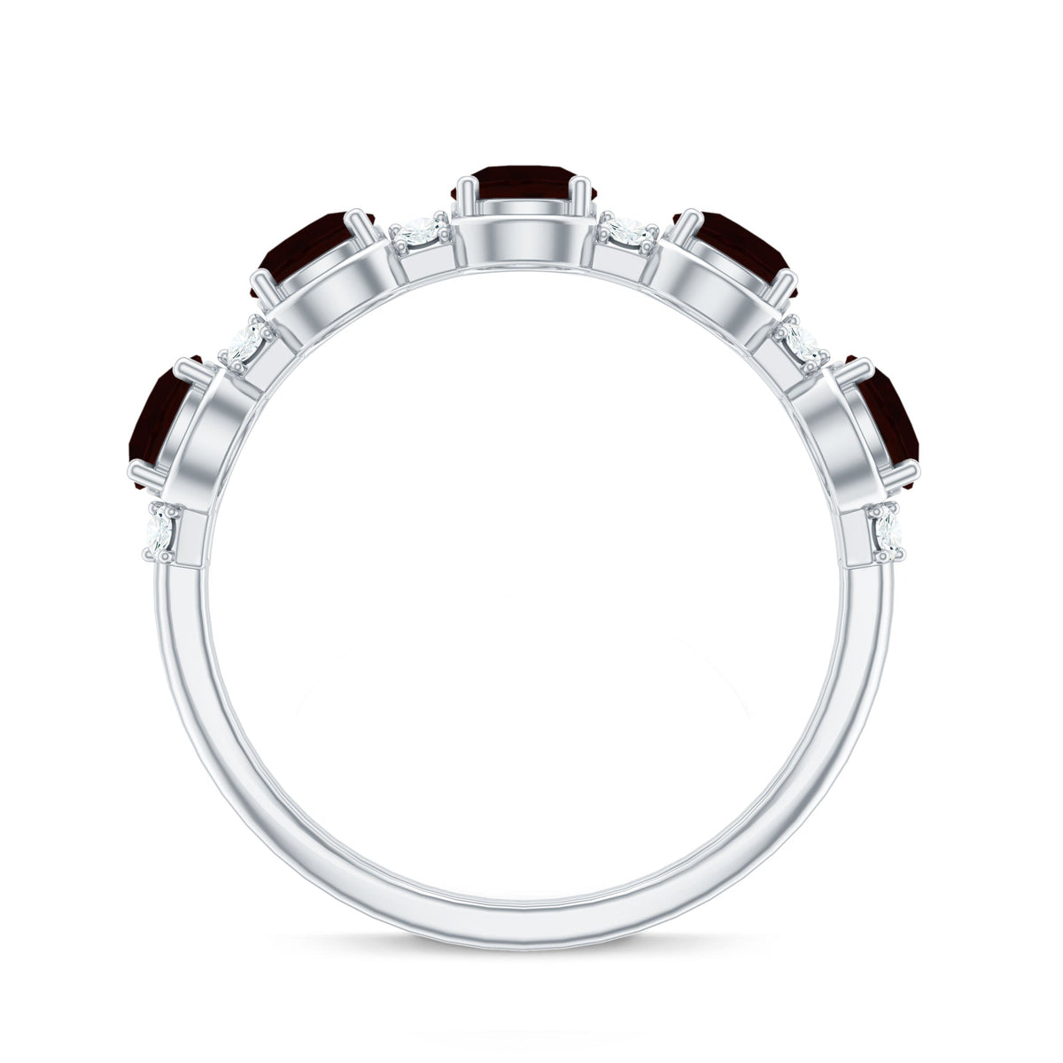 Certified Real Garnet Half Eternity Wedding Band with Diamond