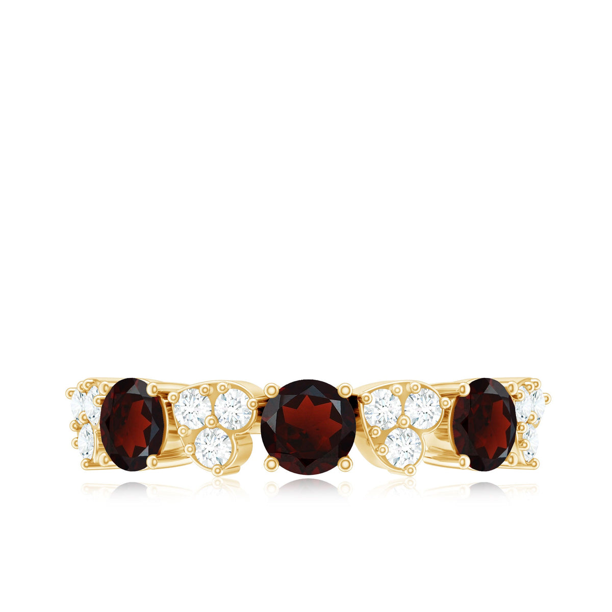 Certified Real Garnet Diamond Heart Eternity Ring for Anniversary
