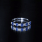 Natural Oval Blue Sapphire Diamond Half Eternity Ring for Women