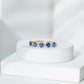 Natural Oval Blue Sapphire Diamond Half Eternity Ring for Women